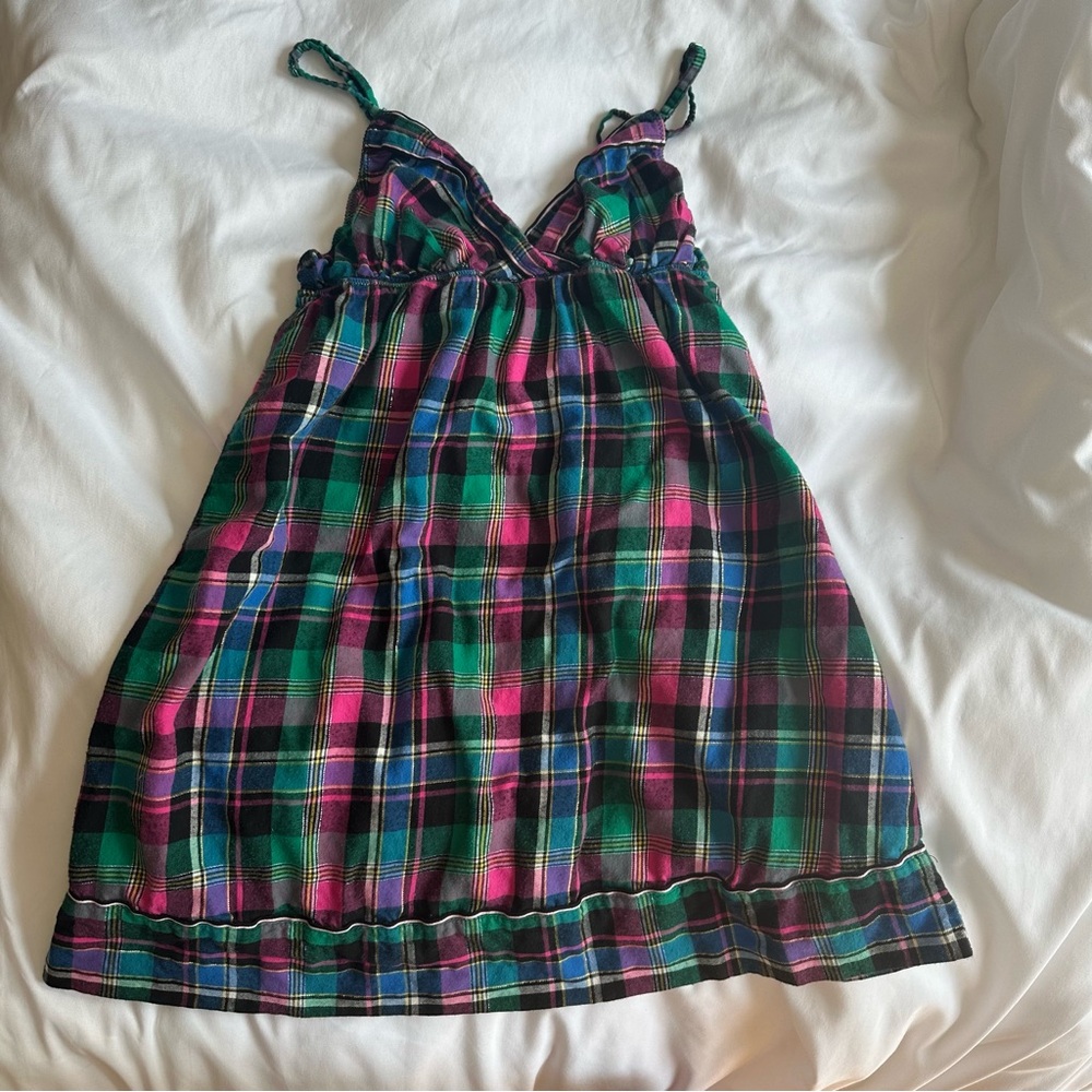 Vintage Victoria’s Secret plaid lingerie sleep dress